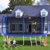 12FT Trampoline with Basketball Hoop, ASTM Approved Reinforced Type Outdoor Trampoline with Enclosure Net
