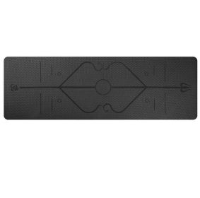 Non Slip TPE Yoga Mat Position Line Beginner (Color: BLACK)