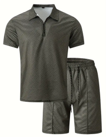 Polo Shirt Sports Short Sleeve Shorts Suit For Men (Option: Dark gray-S)