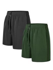Men's Sweatpants - 3 Points Quick-dry 2 Pairs Of Black Army Green (Option: 2pcs-M)