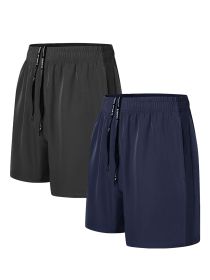 Men's Sweatpants - 3 Points Quick-dry 2 Pairs Of Black Zhangqing (Option: 2pcs-XXL)