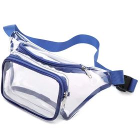 Woman Waist Packs Clear Fanny Pack Waterproof Cute Waist Bag Stadium Approved Clear Purse Transparent Adjustable Crossbody Bags (Color: Blue)