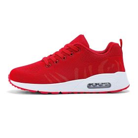 Large size new flying woven fashion casual sports women's shoes shaking shoes heightening shoes trend women's shoes (Color: Red, size: 41)