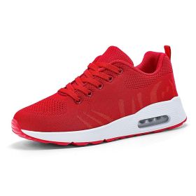 Large size new flying woven fashion casual sports women's shoes shaking shoes heightening shoes trend women's shoes (Color: Red, size: 42)