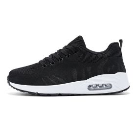 Large size new flying woven fashion casual sports women's shoes shaking shoes heightening shoes trend women's shoes (Color: BLACK, size: 42)