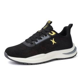 New spring and autumn comfortable soft sole men's fashion all-match sports shoes lightweight non-slip outdoor leisure men's single shoes leisure runni (Color: BLACK, size: 40)