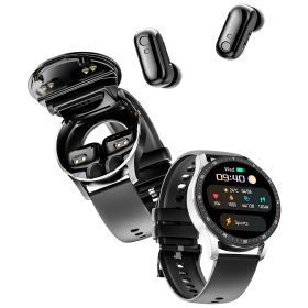 Smart Sports Watch With Built-in Earphone Waterproof Monitoring Blood Pressure Heart Rate Call Is Suitable For Android And IOS (Color: BLACK)