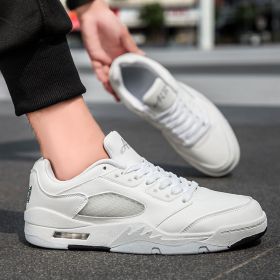 Summer explosion men's luminous AIR retro low-top fashion trend basketball shoes casual sports shoes (Color: White, size: 40)