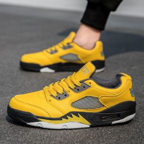 Summer explosion men's luminous AIR retro low-top fashion trend basketball shoes casual sports shoes (Color: YELLOW, size: 40)