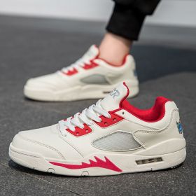 Summer explosion men's luminous AIR retro low-top fashion trend basketball shoes casual sports shoes (Color: Beige, size: 36)