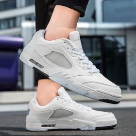 Summer explosion men's luminous AIR retro low-top fashion trend basketball shoes casual sports shoes (Color: White, size: 45)