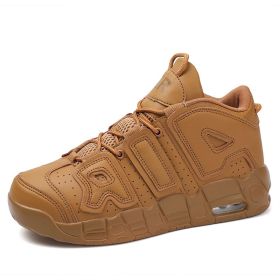 New men's and women's trend fashion personality basketball sneakers fashion match men's sneakers 5 colors (Color: wheat colored, size: 42)