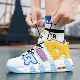 New men's and women's trend fashion personality basketball sneakers fashion match men's sneakers 5 colors (Color: orange-blue-violet, size: 38)
