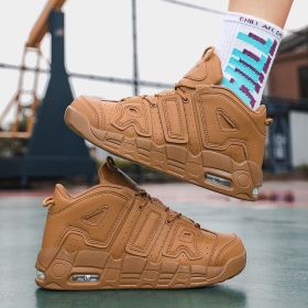 New men's and women's trend fashion personality basketball sneakers fashion match men's sneakers 5 colors (Color: wheat colored, size: 45)