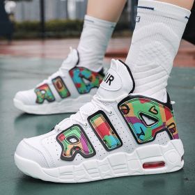 New men's and women's trend fashion personality basketball sneakers fashion match men's sneakers 5 colors (Color: Colorful graffiti, size: 41)