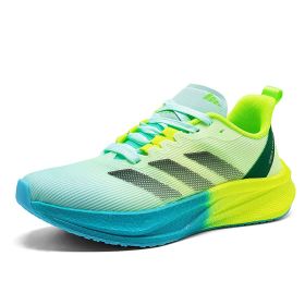 Summer new couple carbon plate sports shoes Breathable running sports shoes fashion men's and women's sports shoes (Color: Gray blue green, size: 36)