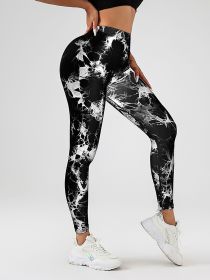 4 Pack Women's Scrunch Workout Leggings, High Waisted Butt Lifting Tie-dye V Back Waist Seamless Gym Yoga Leggings (Color: 4PACK, size: S)