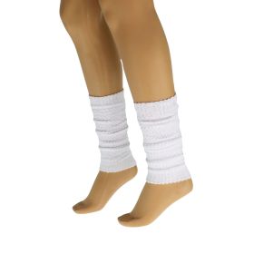 Cotton Leg Warmers Boot Socks Retro Style Knitted Retro Baggy Leg Warmer (Color: White)