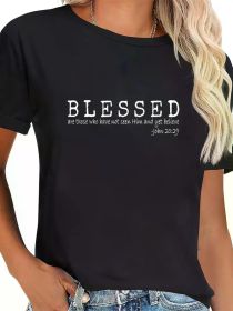Blessed Graphic T-Shirt for Women & Men - Casual Short Sleeve Tee with Inspirational John 5:36 Quote, Black Crew Neck Top for Casual Attire, (Color: BLACK, size: S)