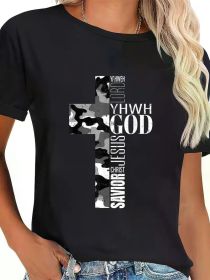 Vintage Christian Camo Men YHWH God Jesus Christ Lord Yahweh T-Shirt Women'S Men'S Graphic Tee Causal Tops (Color: BLACK, size: M)