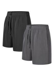 Men's Sweatpants - 3 Points Quick-dry 2 Pairs Of Black Light Gray (Option: M)