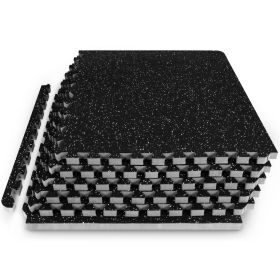 Rubber Top Exercise Puzzle Mat 3/4 (Option: in,, Color: Grey, 24 Sq Ft  6 Tiles)